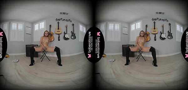  Solo blonde fuck doll, Luna Wulf is masturbating, in VR